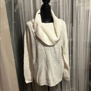 Active USA White Cowl Neck Sweater
